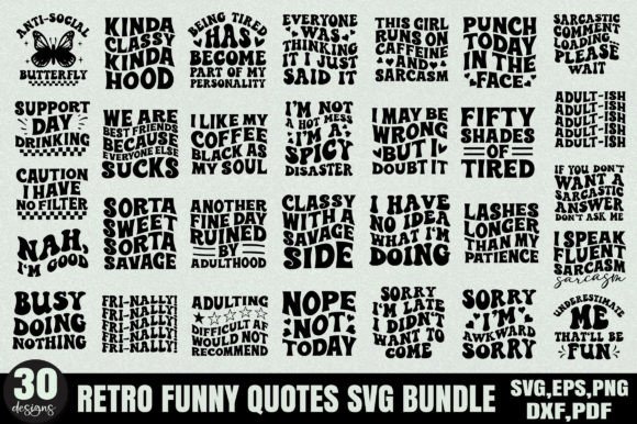 h1Retro Funny Quotes SVG Bundle for Sassy Embroidery Projects/h1