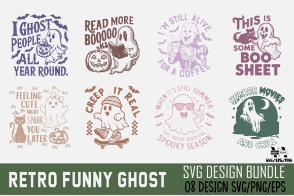 Retro Halloween Funny Ghost SVG Bundle Review for Real Embroidery Projects