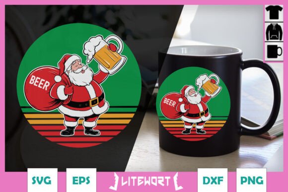 Santa Drinking Beer Funny Christmas SVG